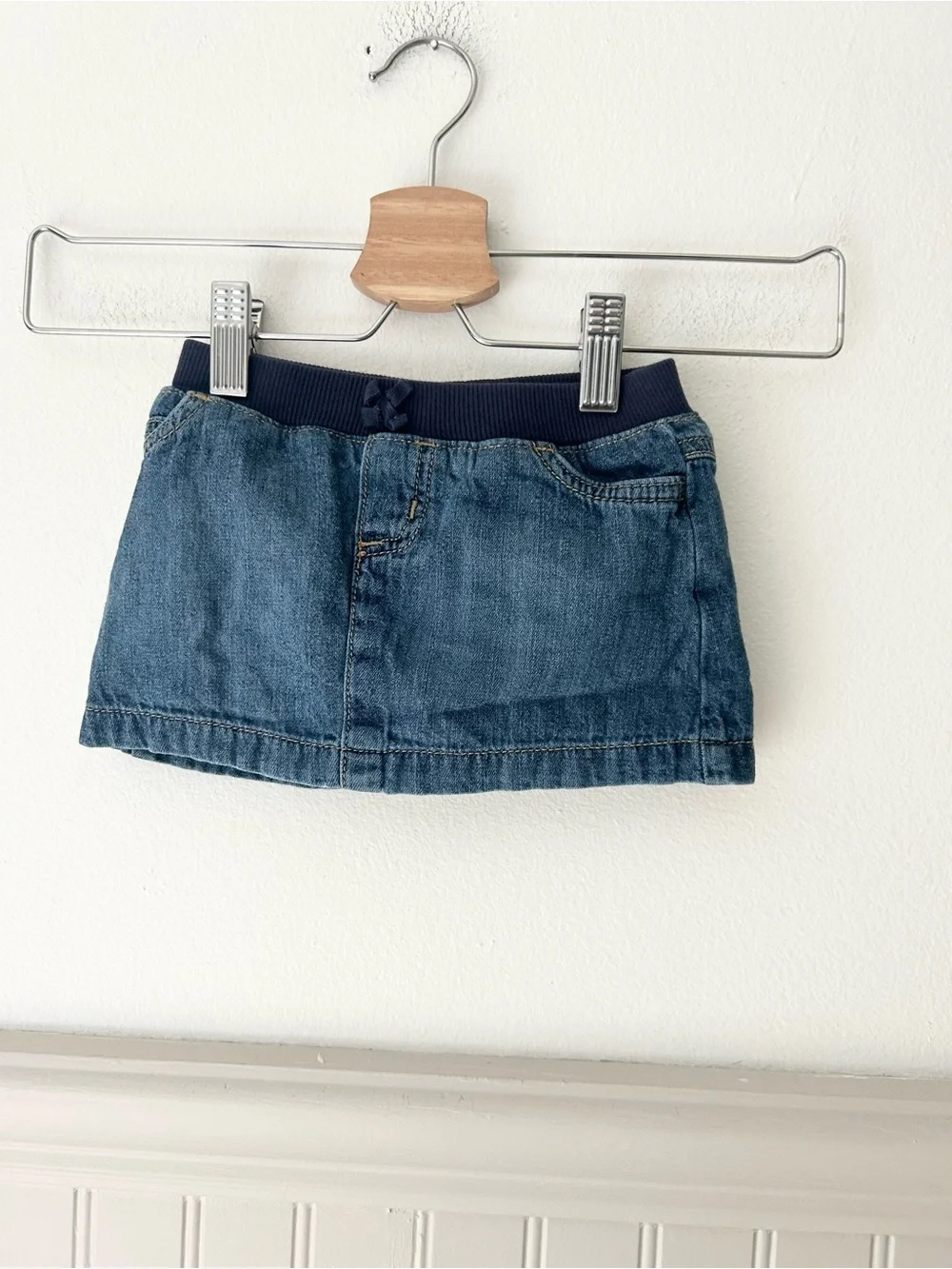 Carter's 9 Months Denim Skort with Navy Elastic Waistband